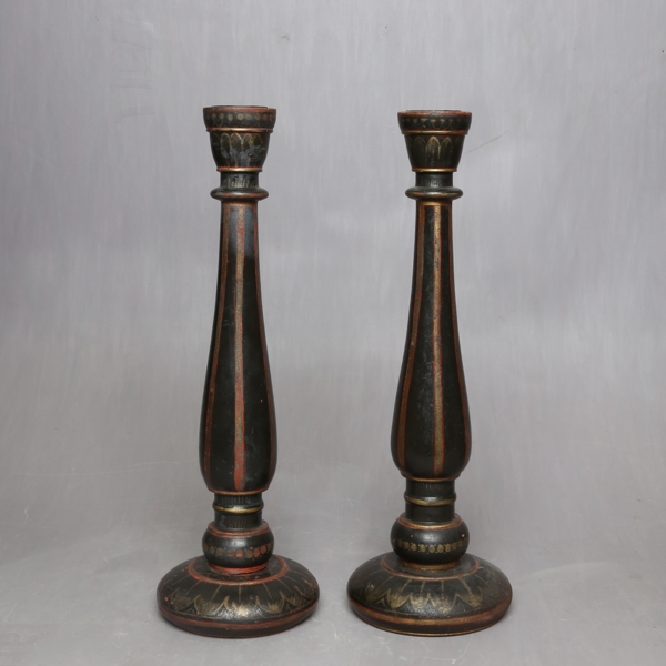 CANDLE STICKS, a pair, wood, First half of the 20th century / LJUSSTAKAR, ett par, trä, 1900 talets första hälft