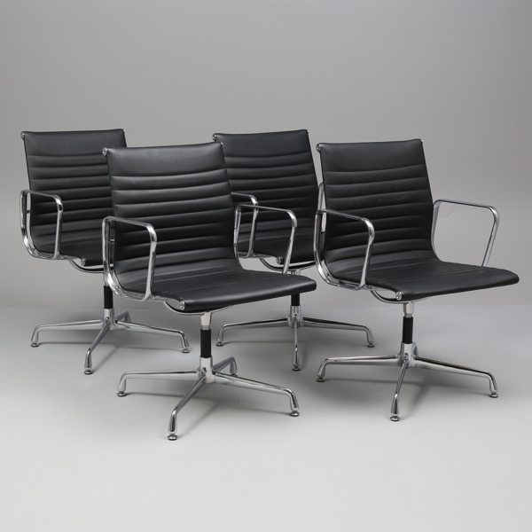 CHAIRS, 4, probably copies of the Charles & Ray Eames office chair Aluminum EA 108 / STOLAR, 4st, troligen kopior av Charles & Ray Eames kontorsstol Aluminium EA 108.