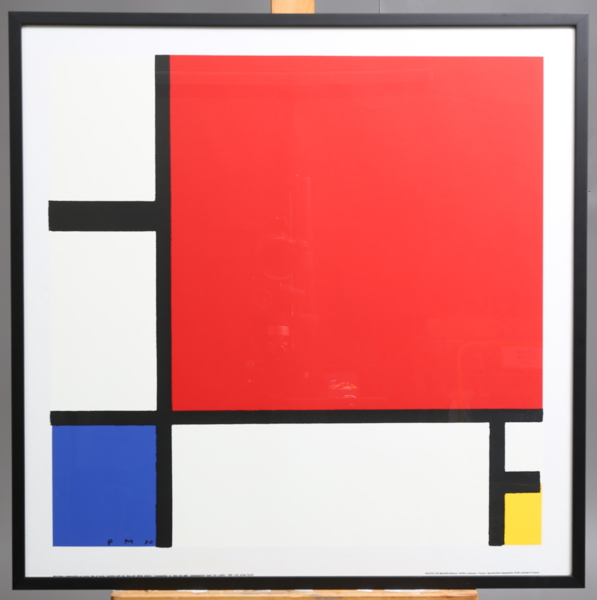 PIET MONDRIAN, after, serigraphy, monogram signed and dated 30 in the print / PIET MONDRIAN, efter, seriegrafi, monogramsignerad och daterad 30 i trycket.