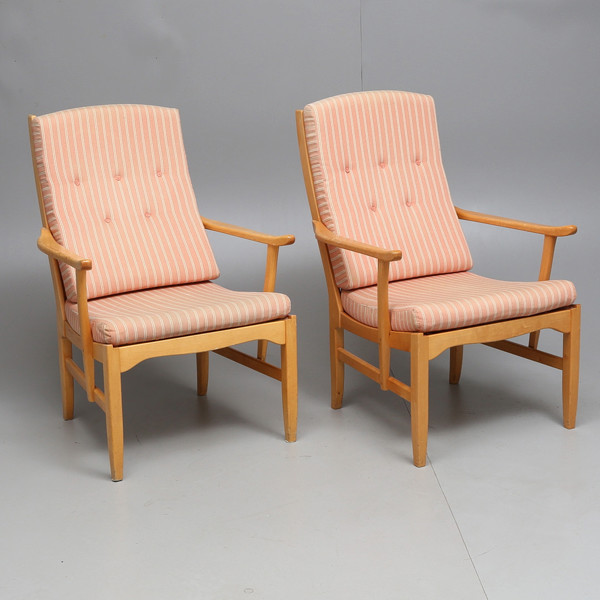 ARMCHAIR by Carl Malmsten, a pair, marked OH Sjögren, 1900s / CARL MALMSTEN. fåtöljer, ett par, märkta OH Sjögren, 1900 tal.