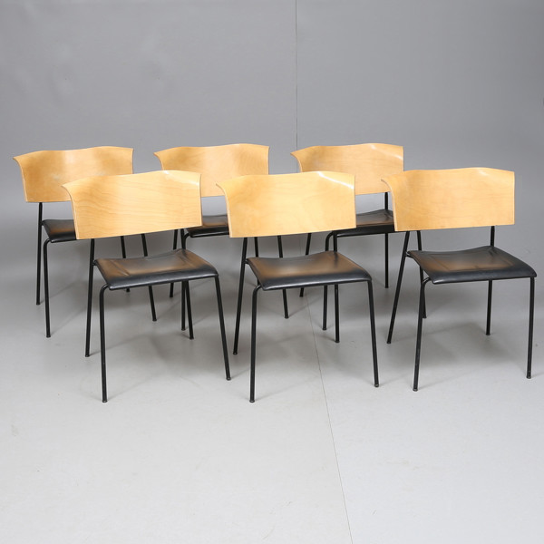 CHAIRS by Johannes Foerson & Peter Hiort-Lorenzen, 6 pcs, leather upholstery, laminated wood, stamped, Qvintus chair, for Lammhults Möbel AB, marked in 2000, designed in 1995 _154a_8db3b771ecf4fef_lg.jpeg