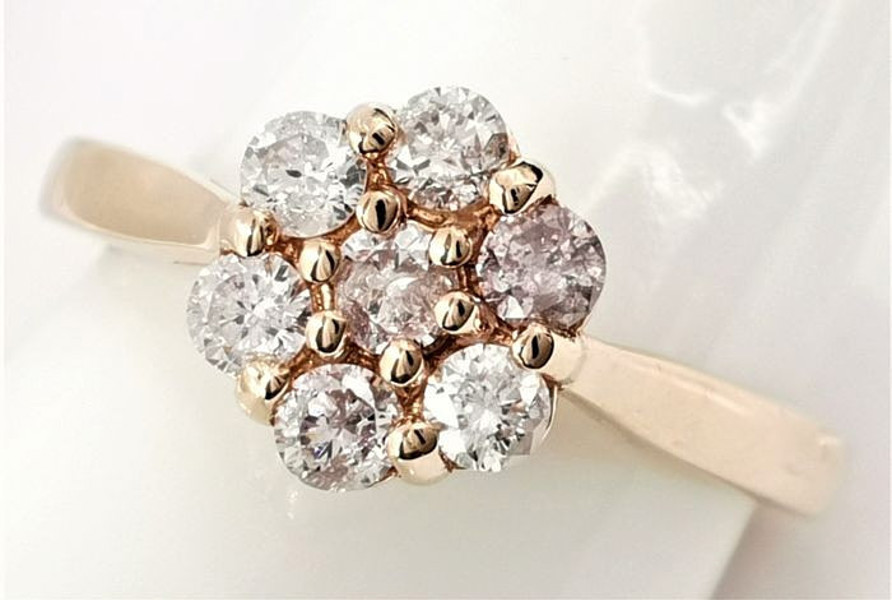 RING, rose gold 14k, diamonds 0.54 tcw, mix pink diamonds, new in original packaging / RING, roséguld 14k, diamanter 0,54 tcw, mix rosa diamanter ,nyproducerat i originalförpackning