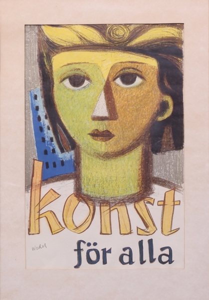 NILS WEDEL, pastell, Konst för alla, signerad