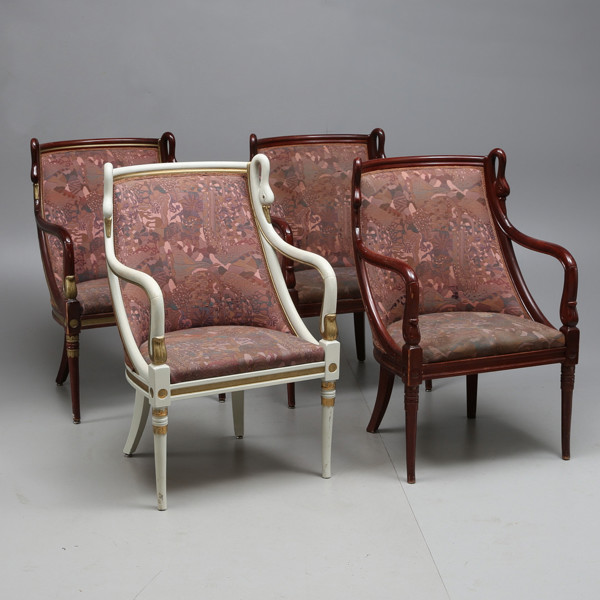 CHAIRS with FRAMES, 4 pieces, French empire style, first half of the 20th century / STOLAR med KARM, 4st, fransk empire stil, 1900 talets första hälft._1877a_lg.jpeg