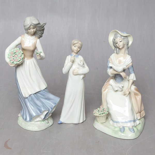 FIGURINES, 3 pcs, porcelain, Tengra, Spain / FIGURINER, 3 st, porslin, Tengra, Spanien