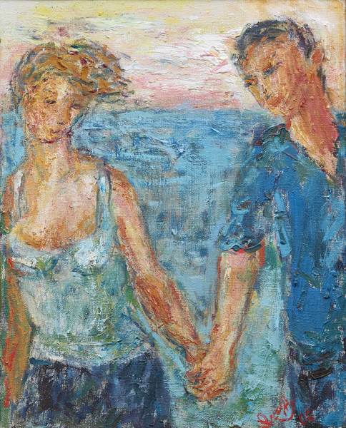 OSCAR HERNANDEZ SORIANO. oil on canvas, "Take me to the sea", signed / OSCAR HERNANDEZ SORIANO. olja på duk, "Ta mig till havet", signerad.