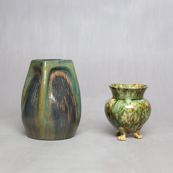 VASES, 2 pcs, HÖGANÄS, around the turn of the century 1900 / VASER, 2st, HÖGANÄS, omkring sekelskiftet 1900