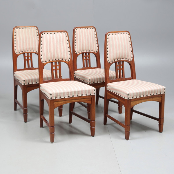 CHAIRS, 4 pcs, mahogany, art nouveau, first half of the 20th century / STOLAR, 4st, mahogny, jugend, 1900 talets första hälft