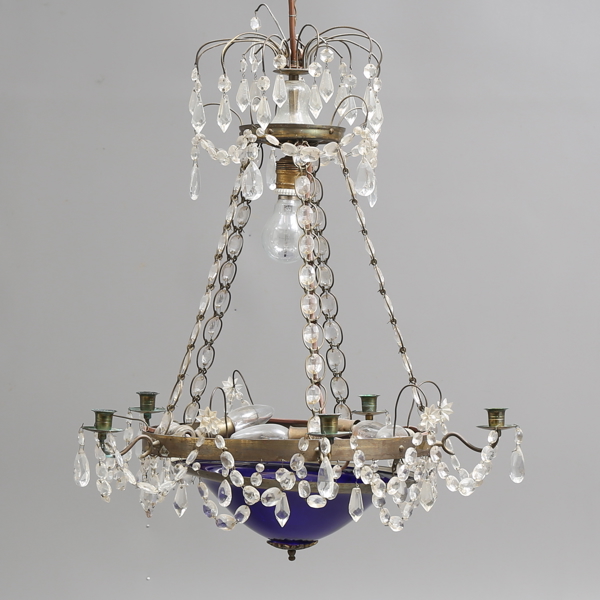 CHANDELIER, 5 candle arms, Gustavian style, around the middle of the 20th century / TAKKRONA, 5 ljusarmar, gustaviansk stil, omkring 1900 talets mitt