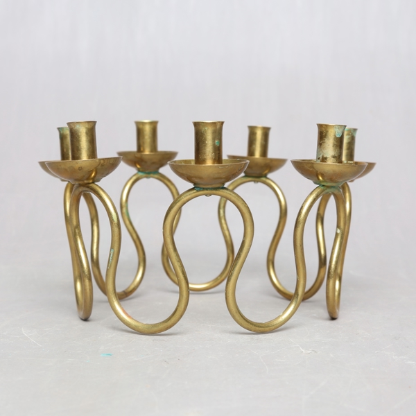 CANDLESTICK for 7 candles in brass, Lars Holmström for Värmland handicrafts 1950s / LJUSSTAKE för 7 ljus i mässing, Lars Holmström för Värmlands hemslöjd 1950-tal