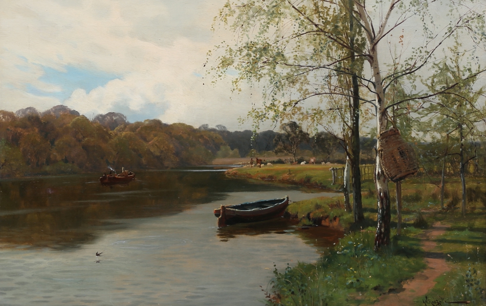 UNIDENTIFIED ARTIST, oil on canvas, "The trent near Kings Mills", signed / OIDENTIFIERAD KONSTNÄR, olja på duk, "The trent near Kings Mills", signerad